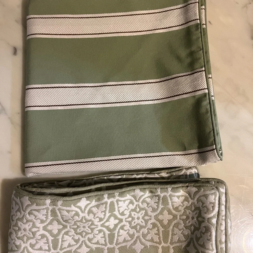 Restoration Hardware Green and Cream Patterned pillow shams (3)